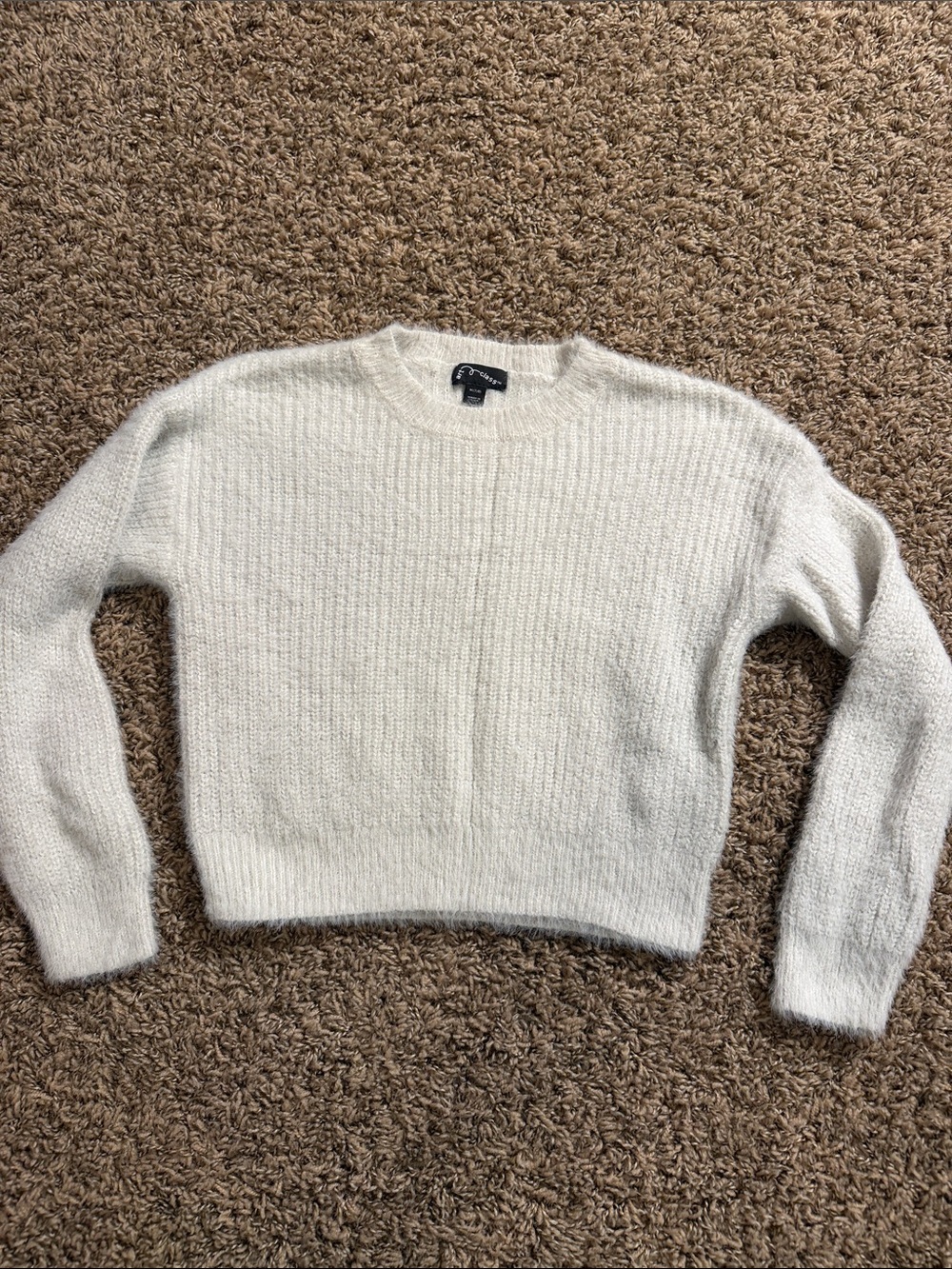 art class Cream Fuzzy Crewneck Sweater Top